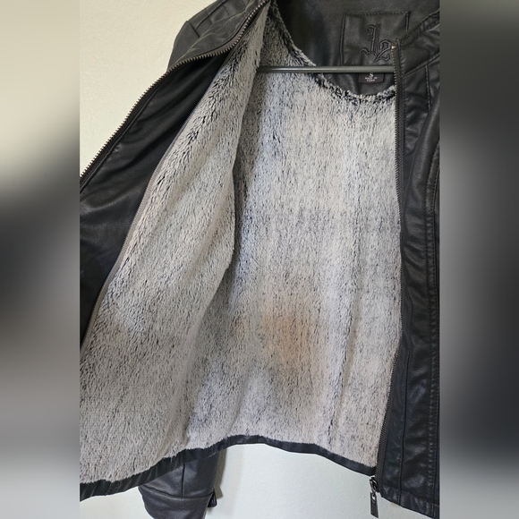 J2 Vegan Leather Gray Motorcycle Jacket Size Small - Picture 4 of 7